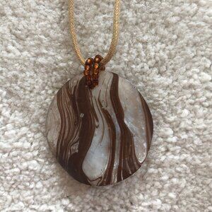 Tan Rope Style Necklace with Pendant